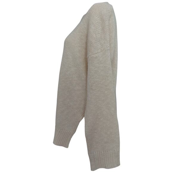 Jenni Kayne Cotton Linen Blend Crewneck Boyfriend Sweater In Ivory Size S - Picture 6 of 13